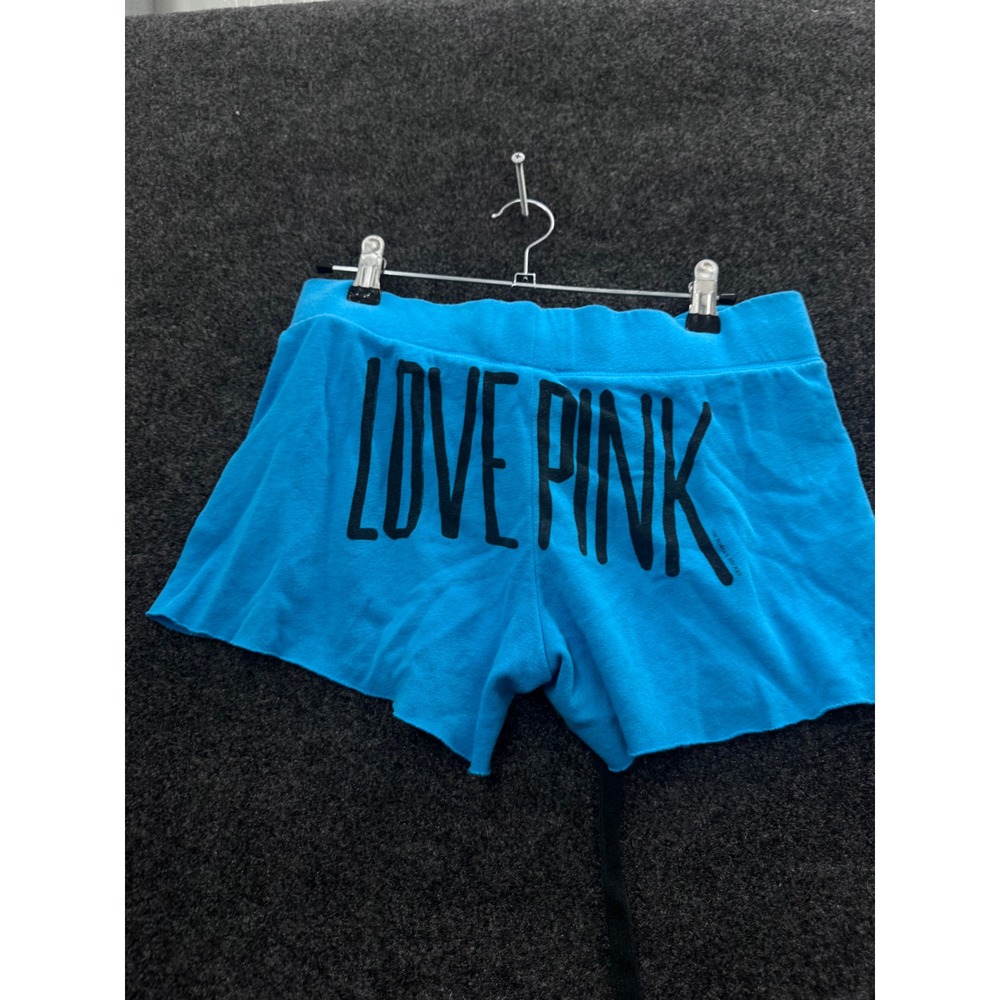 Victoria's Secret PINK Blue Heart 86 Lounge Shorts Raw Hem XS